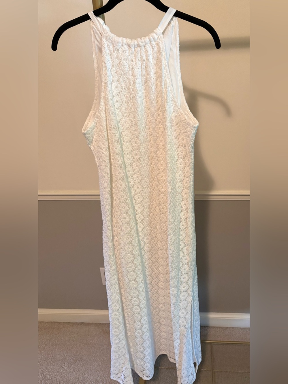 White Crochet Cotton Maxi Tank Dress